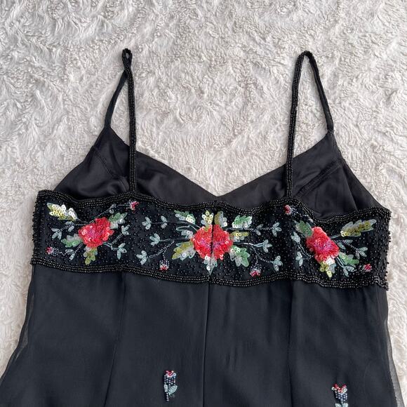 Sue Wong beaded silk floral slip dress with matching scarf wrap Nocturne 6 - Picture 10 of 17